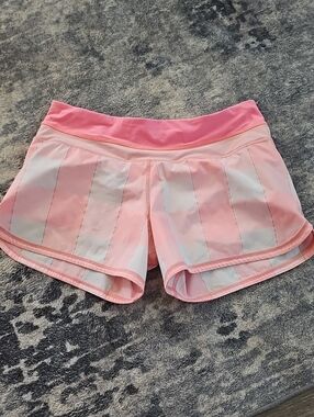 Lululemon Groovy Run Shorts In Bleached Coral Gingham Checkered Print